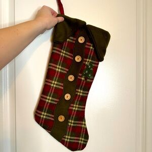 Plaid Holiday Stocking with Buttons